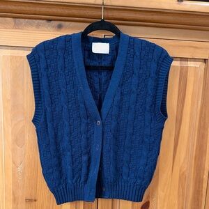 Pendleton Navy V-Neck Cable Knit Sweater Vest